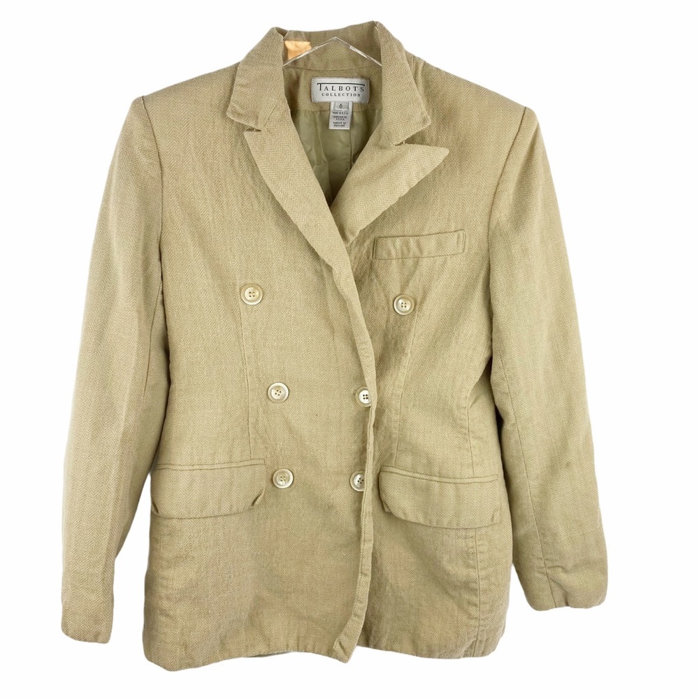 TALBOTS Collection Wool Tweed Tan Blazer 6